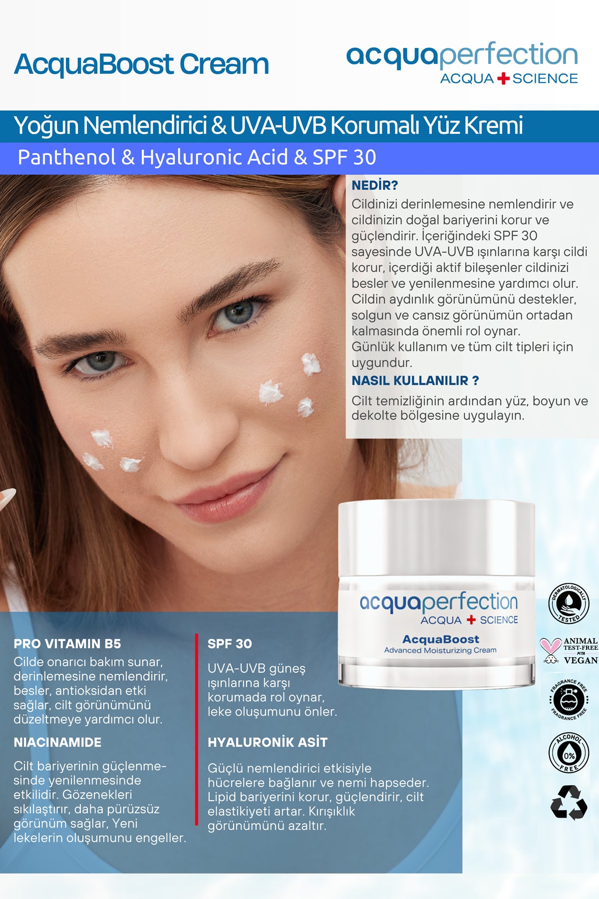 Acquaboost Yoğun Nemlendirici & Uva-uvb Korumalı Yüz Kremi 50 ml