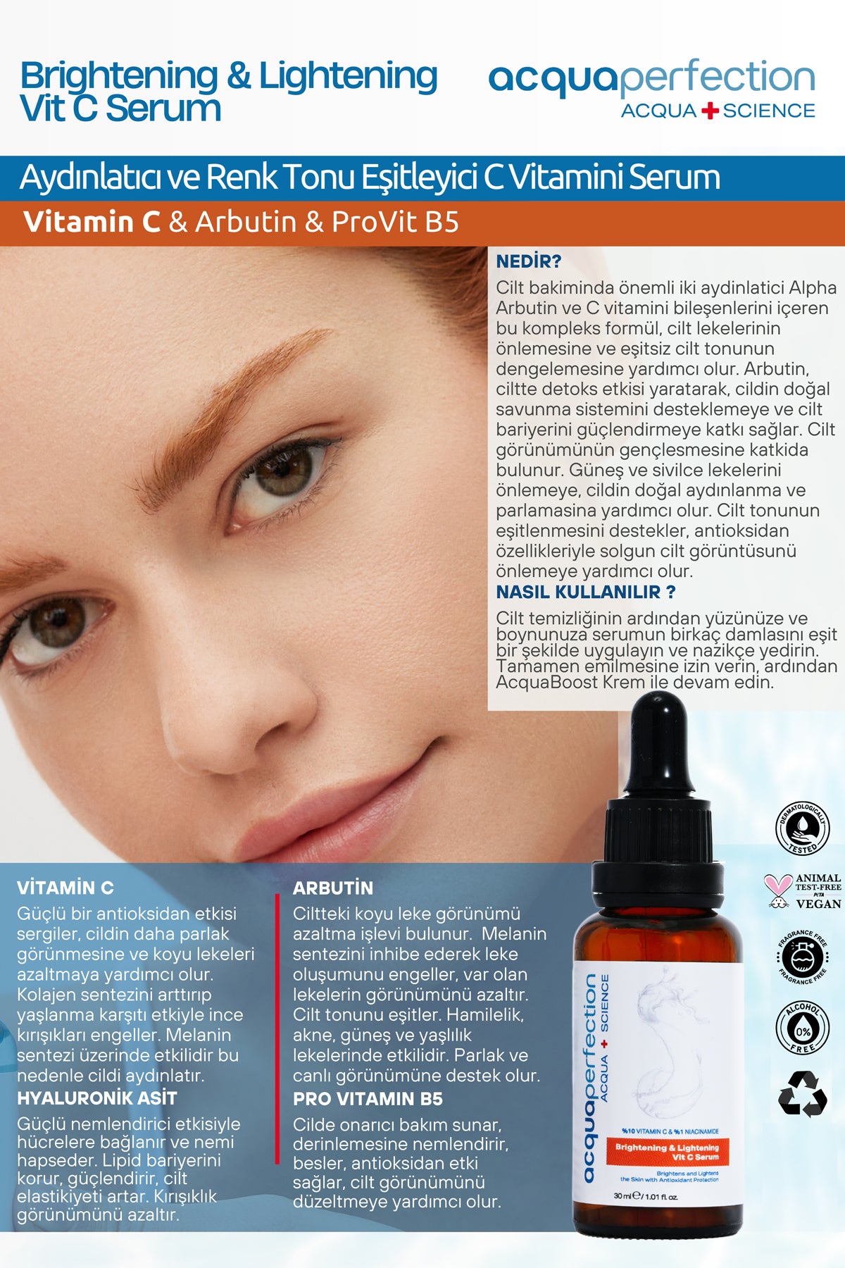 Aydınlatıcı ve Renk Tonu Eşitleyici C Vitamini Serum 30 ml
