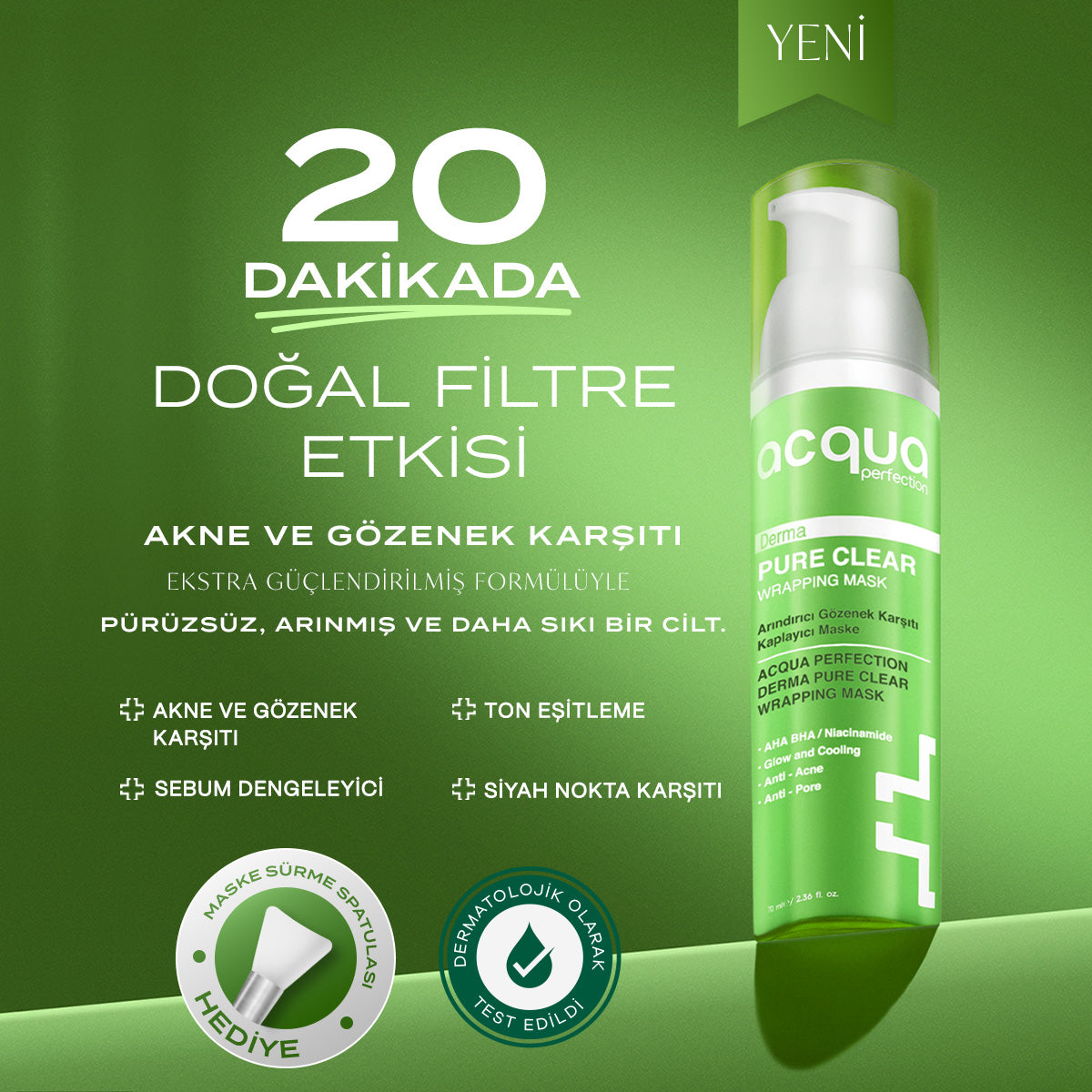 Derma Pure | Arındırıcı ve Gözenek Sıkılaştırıcı Siyah Nokta Akne Soyulabilir Yüz Maskesi